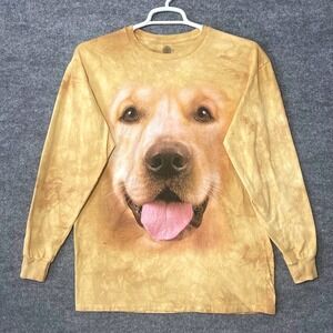 The Mountain Golden Retriever Dog Face Graphic Long Sleeve T-Shirt Tan Large